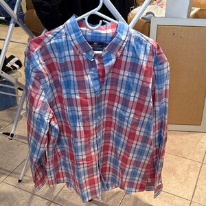 Vineyard Vines Red and Blue Plaid Button-Down Shirt